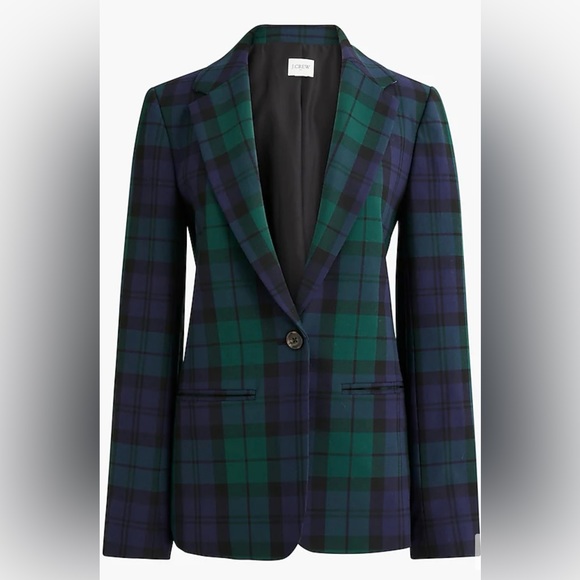 J. Crew Women's Black Watch Plaid One-Button Blazer Jacket Size 8 NWT - Picture 2 of 16